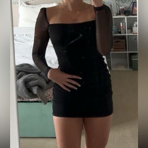 Princess Polly. Charvi Long Sleeve Mini Dress Black.